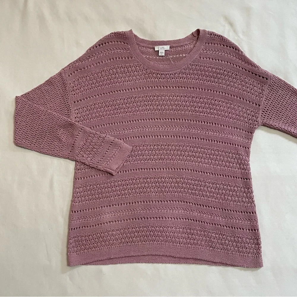 New J.Jill Dusty Rose Cotton Blend Knit Sweater Size XS